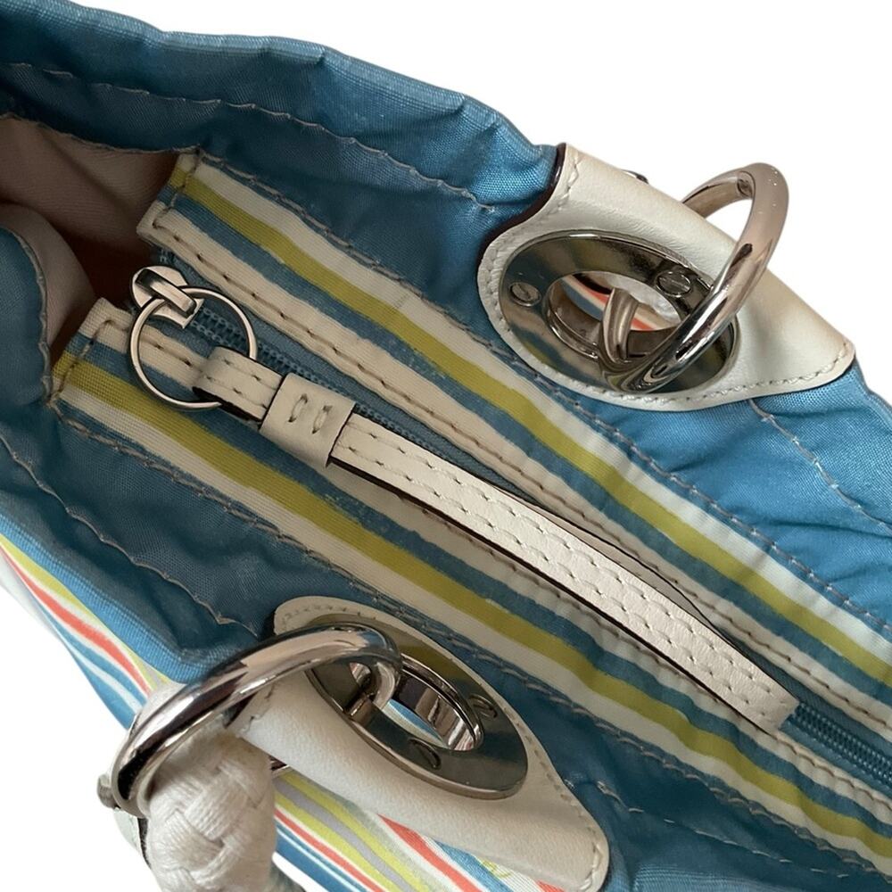 Coach Rope Beach Nylon Shoulder Bag Multicolor Striped Tote Bag F16624 - Picture 6 of 9